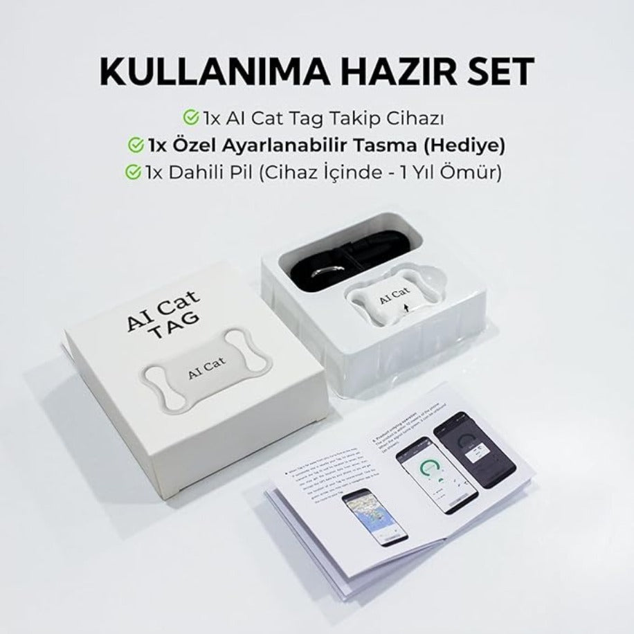 Hayeni (IOS/Android Uyumlu) Kedi-Köpek için Takip Cihazı + Uyumlu Tasma Seti